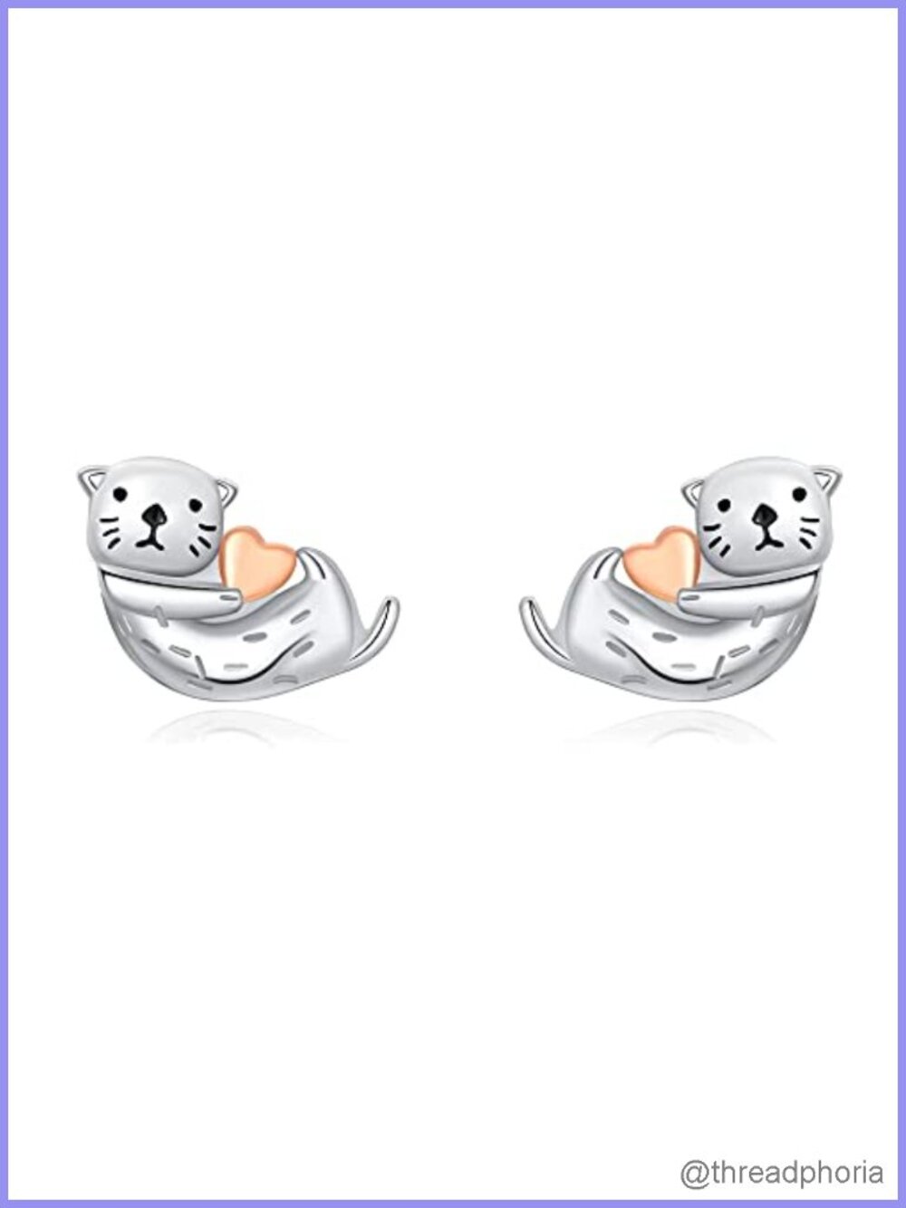 Otter Stud Earrings 925 Sterling Silver Post Tiny Cute Animal Jewelry for Women